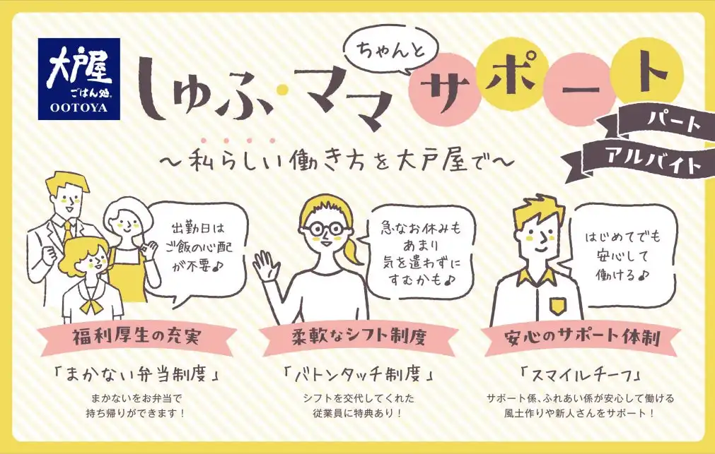 大戸屋が主婦・ママ向けサポートプロジェクト開始、柔軟な働き方と福利厚生で両立支援