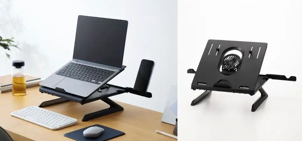 エレコムが冷却ファン付きノートパソコンスタンドPCA-LTSFANH8BKを発売、AI PCにも対応
