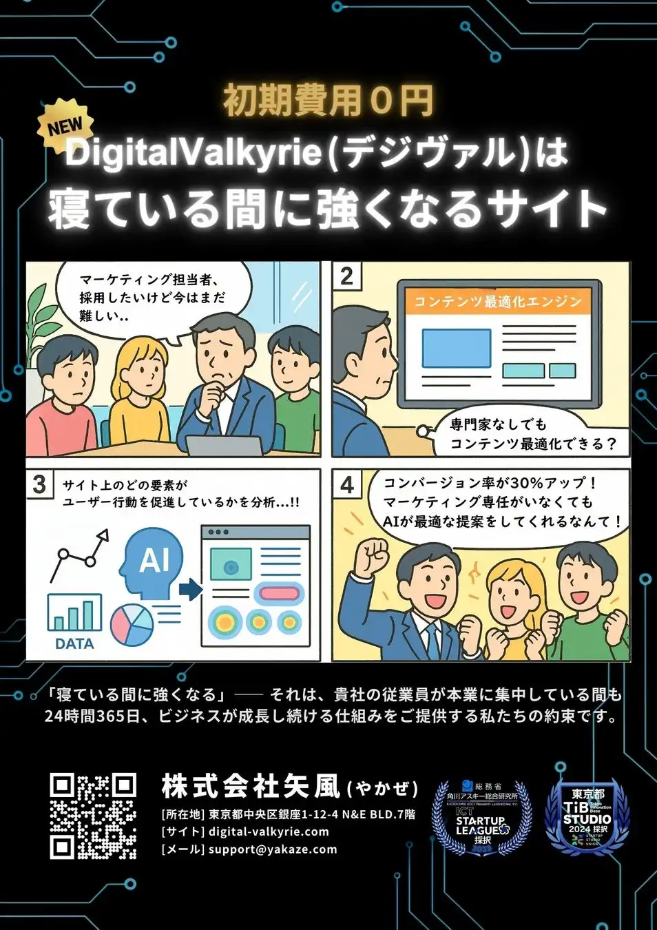 株式会社矢風、初期費用ゼロのビジネスサイト構築サービス「DigitalValkyrie」を発表、スタートアップ支援に貢献